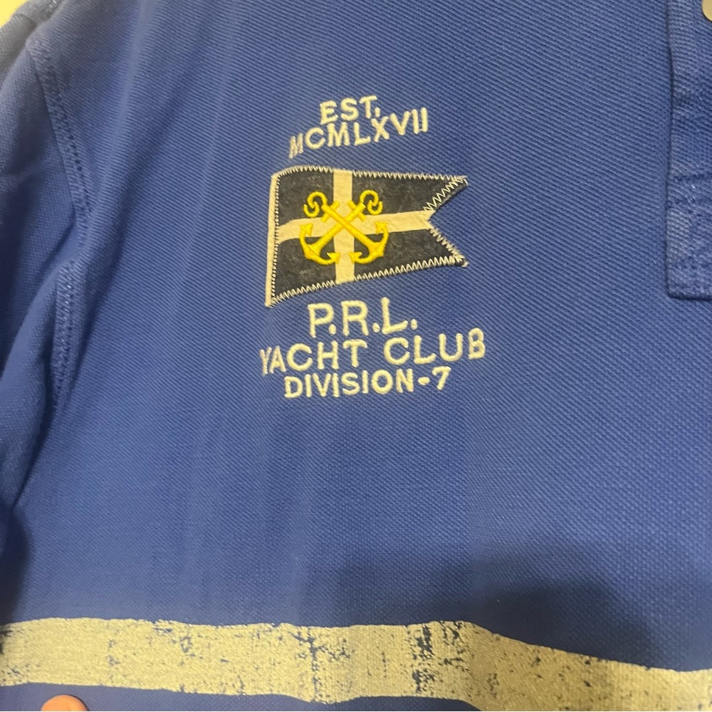 Ralph Lauren Blue Polo Shirt with Yellow Logo - Picture 4 of 9